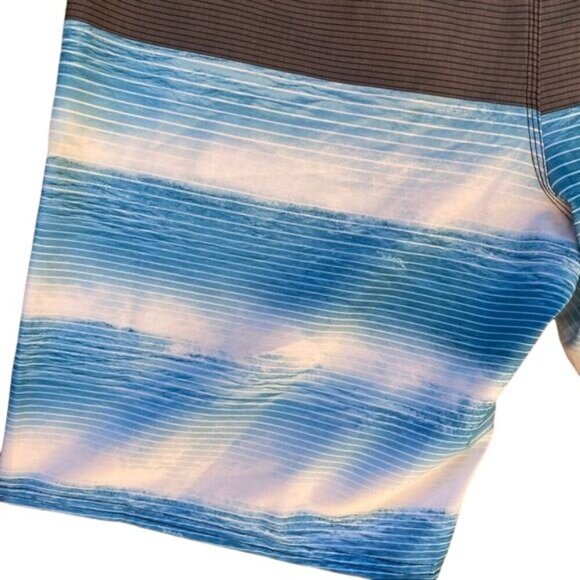 Hang Ten Board Blue Water White Grey Swim Trunks Shorts Size 38 - Picture 12 of 15
